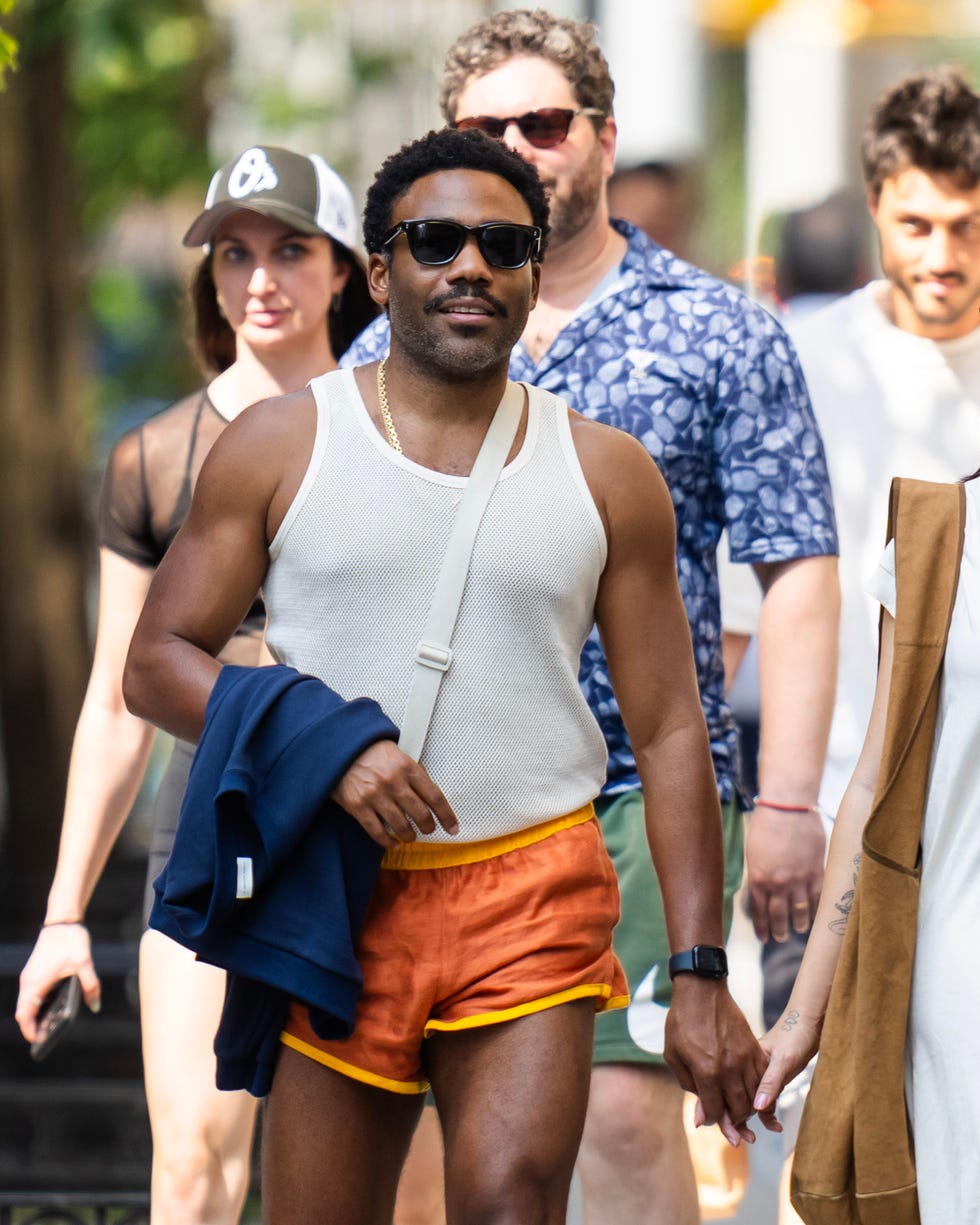 new york, new york august 25: donald glover (l) and michelle white are seen on august 25, 2024 in new york city. (photo by gotham/gc images)