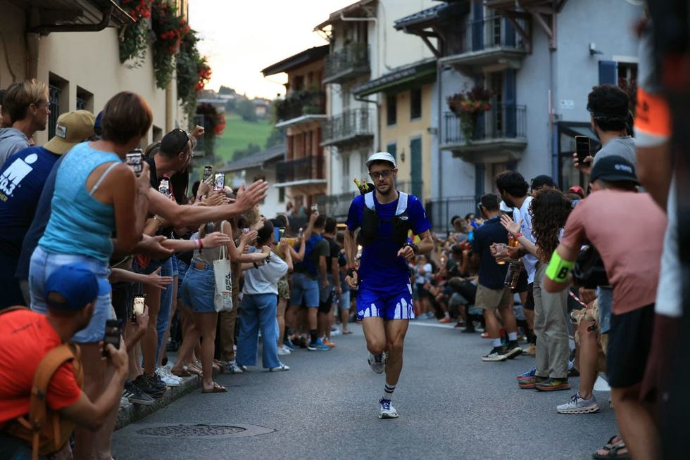 french trailer germain grangier competes during the ultra trail du mont blanc (utmb) in chamonix, south eastern france on august 30, 2024. (photo by emmanuel dunand / afp) (photo by emmanuel dunand/afp via getty images)