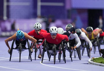 catherine debrunner of switzerland in action in womens 1500m t54 final during the paris 2024 paralympic games at stade de france on september 3, 2024 photo by ulrik pedersennurphoto via getty images