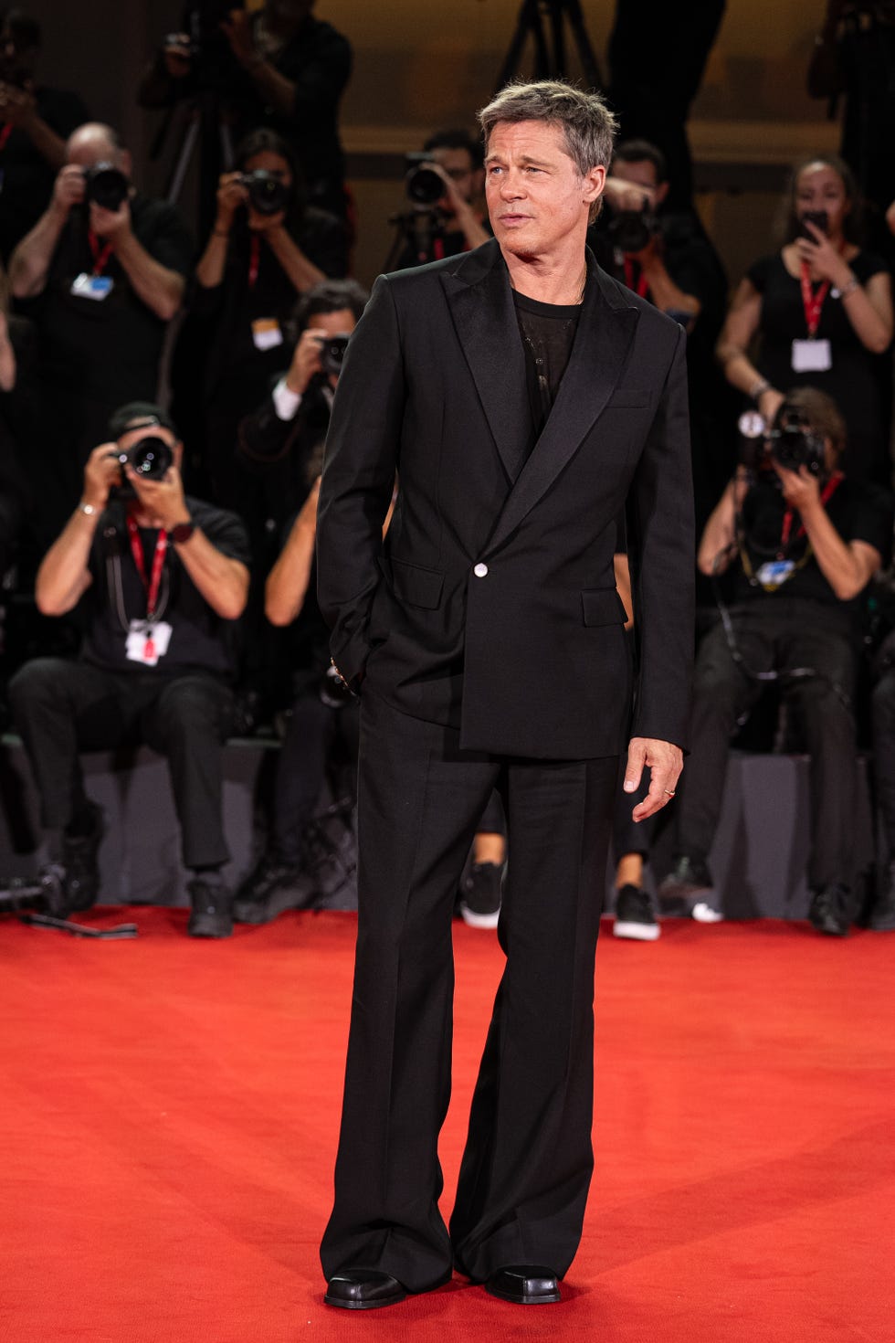 venice, italy september 01 brad pitt attends the wolfs red carpet during the 81st venice international film festival on september 01, 2024 in venice, italy photo by alessandro levatigetty images