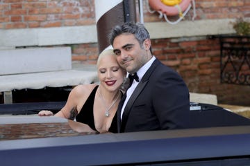 venice, italy september 04 lady gaga and michael polansky are seen at the 81st venice international film festival on september 04, 2024 in venice, italy photo by jacopo raulefilmmagic