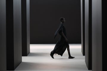 model on the runway at cos rtw spring 2025 held at the agger fish building as part of new york ready to wear fashion week on september 10, 2024 in new york, new york