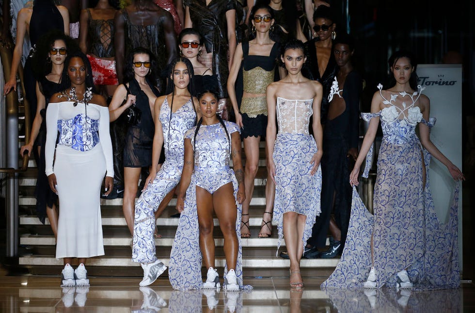 New York, New York September 7 Olympic gymnast Jordan Chiles C and models walk the runway during the Kim Shui show during New York Fashion Week September 2024 on September 7, 2024 in New York City Photo by John Lamparskigetty Images