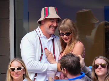 new york, new york september 08 travis kelce and taylor swift are seen during the 2024 us open tennis championships on september 08, 2024 in new york city photo by gothamgc images