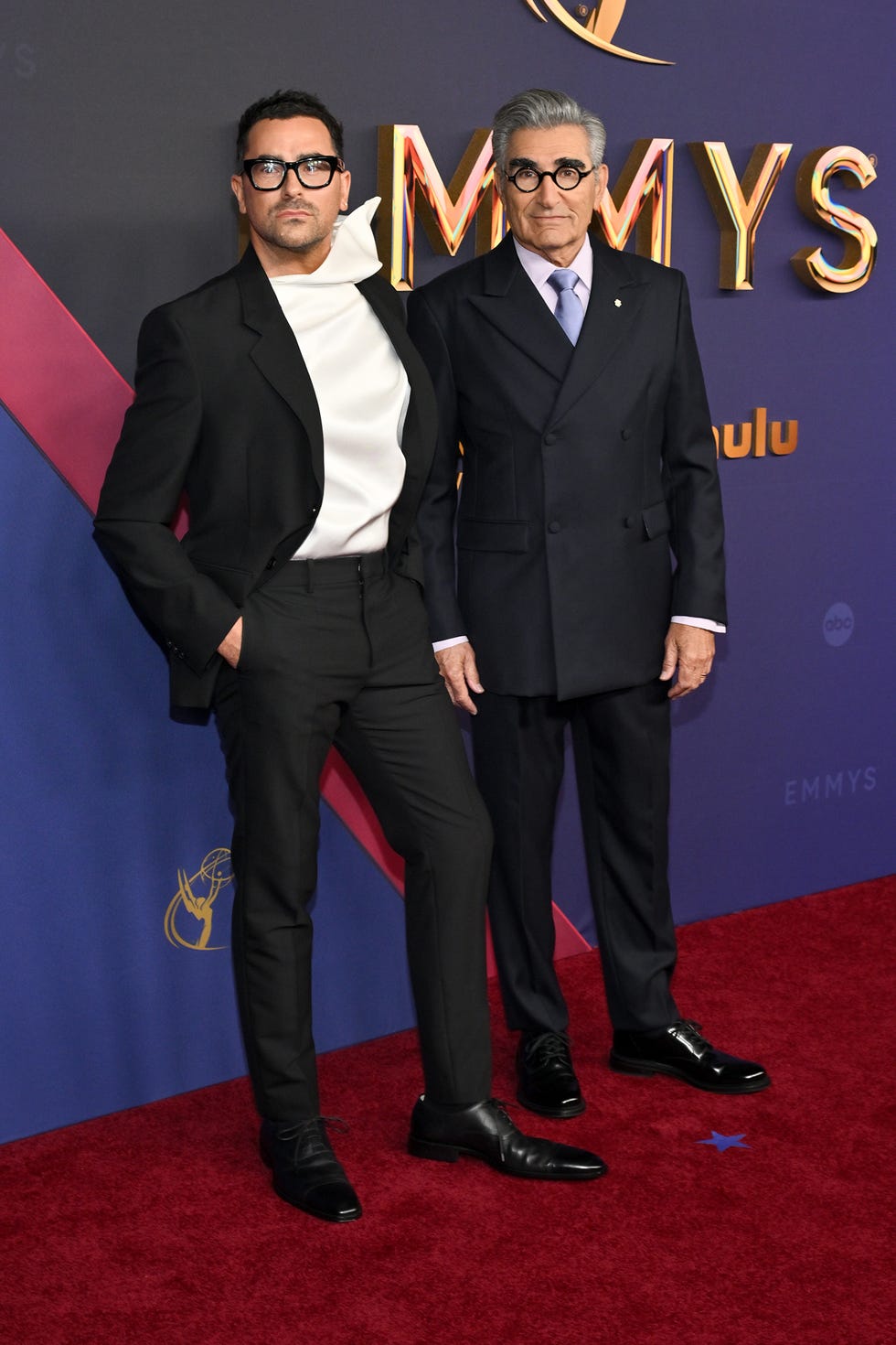 daniel levy and eugene levy at the 76th primetime emmy awards held at peacock theater on september 15, 2024 in los angeles, california photo by michael bucknervariety via getty images