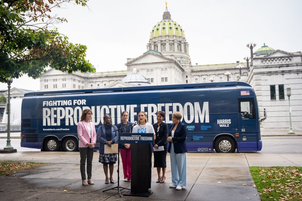 activist hadley duvall, 22, speaks at a harris walz fighting for reproductive freedom press conference at the pennsylvania state capitol in harrisburg, pennsylvania, united states, on september 18, 2024 photo by nathan morrisnurphoto