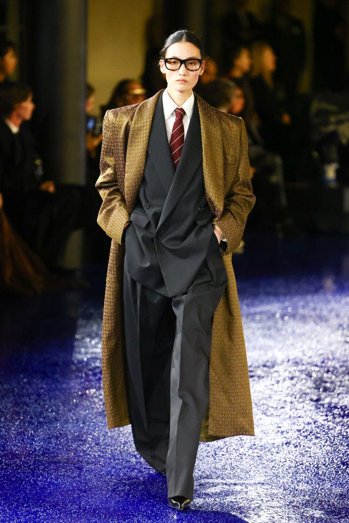 paris, france september 24 editorial use only for non editorial use please seek approval from fashion house a model walks the runway during the saint laurent womenswear spring summer 2025 show as part of paris fashion week on september 24, 2024 in paris, france photo by marc piaseckiwireimage