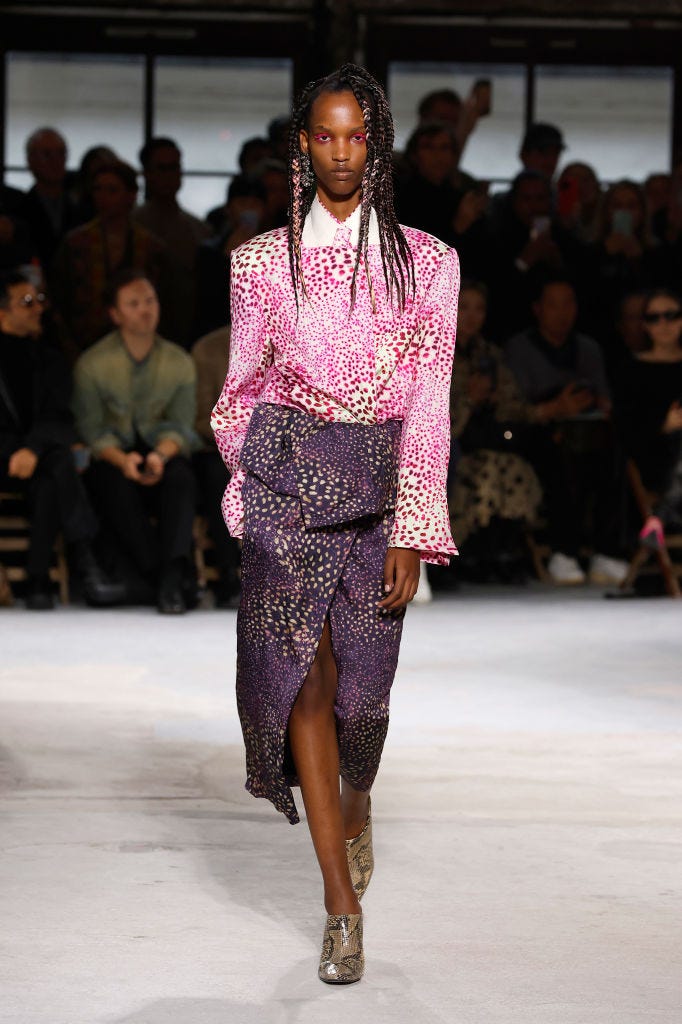 paris, france september 25 editorial use only for non editorial use please seek approval from fashion house a model walks the runway during the dries van noten womenswear spring summer 2025 show as part of paris fashion week on september 25, 2024 in paris, france photo by estropgetty images