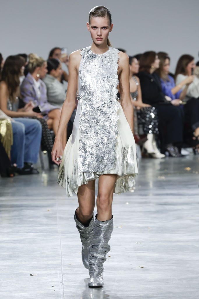 paris, france september 25 a model walks the runway during the paco rabanne ready to wear springsummer 2025 fashion show as part of the paris fashion week on september 25, 2024 in paris, france photo by victor virgilegamma rapho via getty images