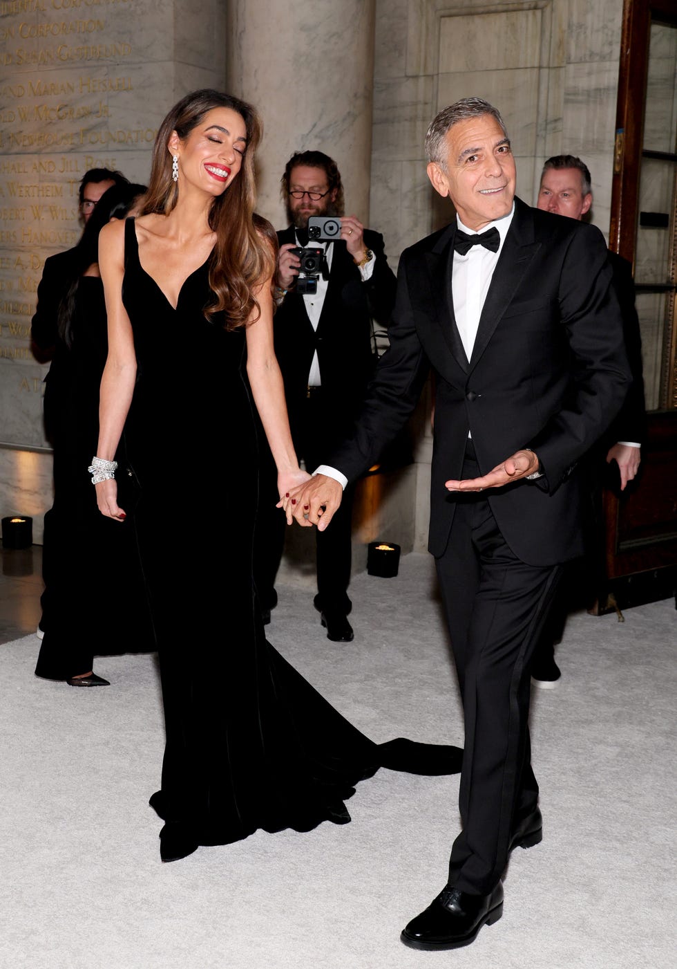 New York, New York, September 26 LR Amal Clooney and George Clooney attend the Clooney Foundation for Justices The Albies at the New York Public Library in New York City on September 26, 2024, Photo by Dia Dipasupilgetty Images