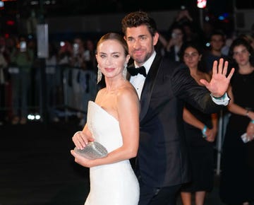 new york, new york september 26 emily blunt and john krasinski are seen arriving for the albie awards on september 26, 2024 in new york city photo by gothamgc images