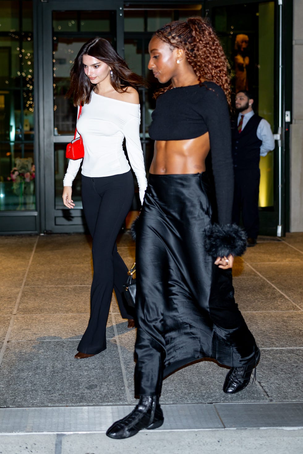 new york, new york october 05 emily ratajkowski and ziwe fumudoh are seen in soho on october 05, 2024 in new york city photo by the hapa blondegc images