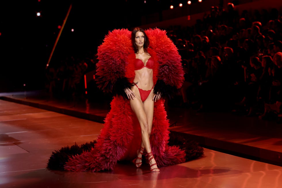 new york, new york october 15 bella hadid walks the runway for the victorias secret fashion show 2024 on october 15, 2024 in new york city photo by dimitrios kambourisgetty images for victorias secret