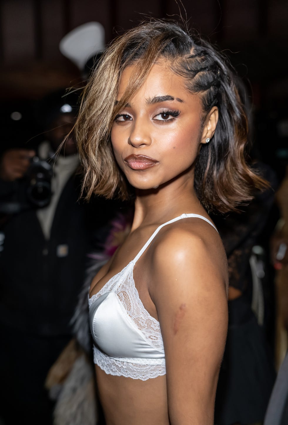 new york, new york october 15 tyla is seen leaving the victorias secret fashion show 2024 after party at crane club restaurant on october 15, 2024 in new york city photo by gilbert carrasquillogc images