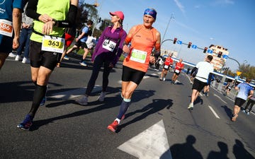 competitors participate in the 10th cracovia royal half marathon at tauron arena in krakow, poland, on october 20, 2024. the cracovia royal half marathon is part of the royal running triad and has the highest attendance. this year, nearly 11,000 people take part in the race. denis chichir wins the men's race, and glorius jepkirui is the fastest among the women. (photo by klaudia radecka/nurphoto via getty images)