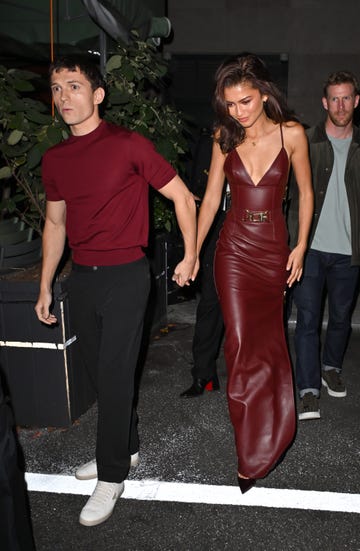 new york, new york october 24: tom holland and zendaya are seen leaving the corner bar on october 24, 2024 in new york city. (photo by james devaney/gc images)