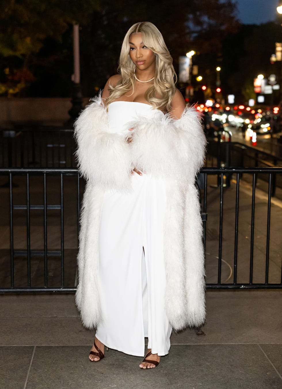 new york, new york october 28 angel reese is seen arriving to the 2024 cfda awards at american museum of natural history on october 28, 2024 in new york city photo by gilbert carrasquillogc images