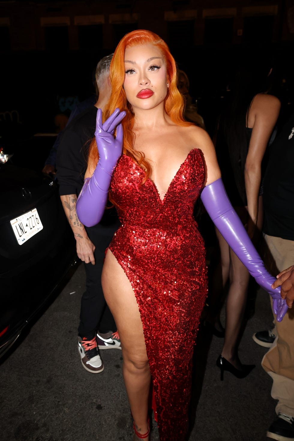 new york, new york october 31 latto arrives to host a halloween party on october 31, 2024 in new york city photo by johnny nunezwireimage