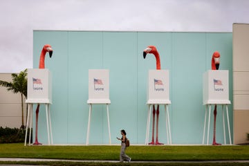 a polling location for the 2024 presidential election in west palm beach, florida, us, on tuesday, nov 5, 2024 the 2024 presidential campaign was marked by two assassination attempts, a candidate switch, divisive rhetoric and warnings about the fate of democracy photographer eva marie uzcateguibloomberg via getty images