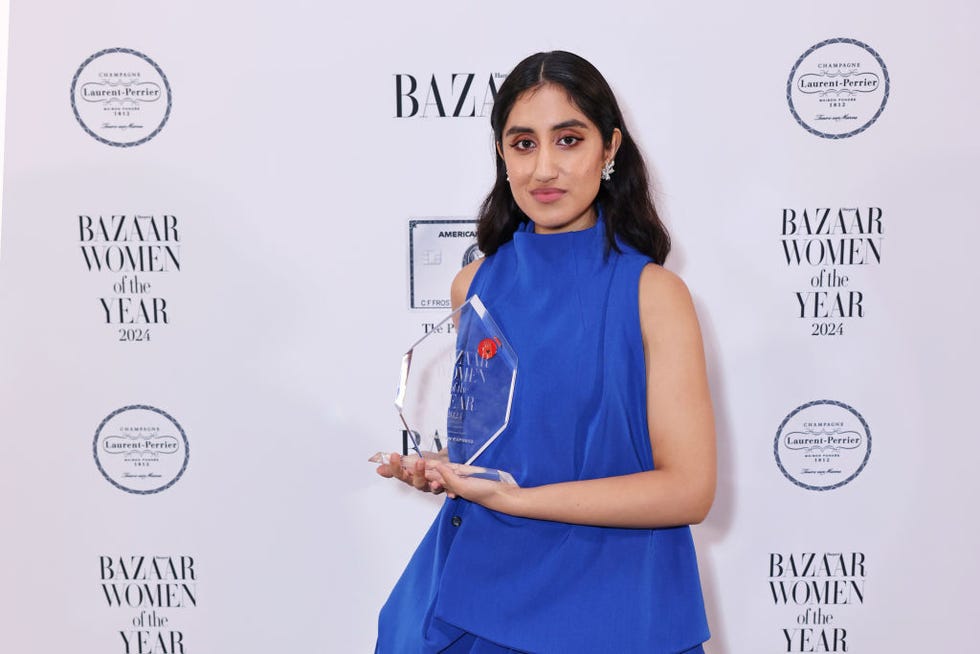 london, england november 05 ambika mod, winner of the breakthrough award, poses at the 2024 harpers bazaar women of the year awards, held in partnership with the platinum card by american express, at claridges hotel on november 5, 2024 in london, england photo by dave benettgetty images for harpers bazaar uk
