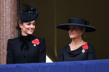 london, england november 10 catherine, princess of wales and sophie, duchess of edinburgh look on from a balcony the annual service of remembrance at the cenotaph on november 10, 2024 in london, england each year members of the british royal family join politicians, veterans and members of the public to remember those who have died in combat photo by toby melville wpa poolgetty images