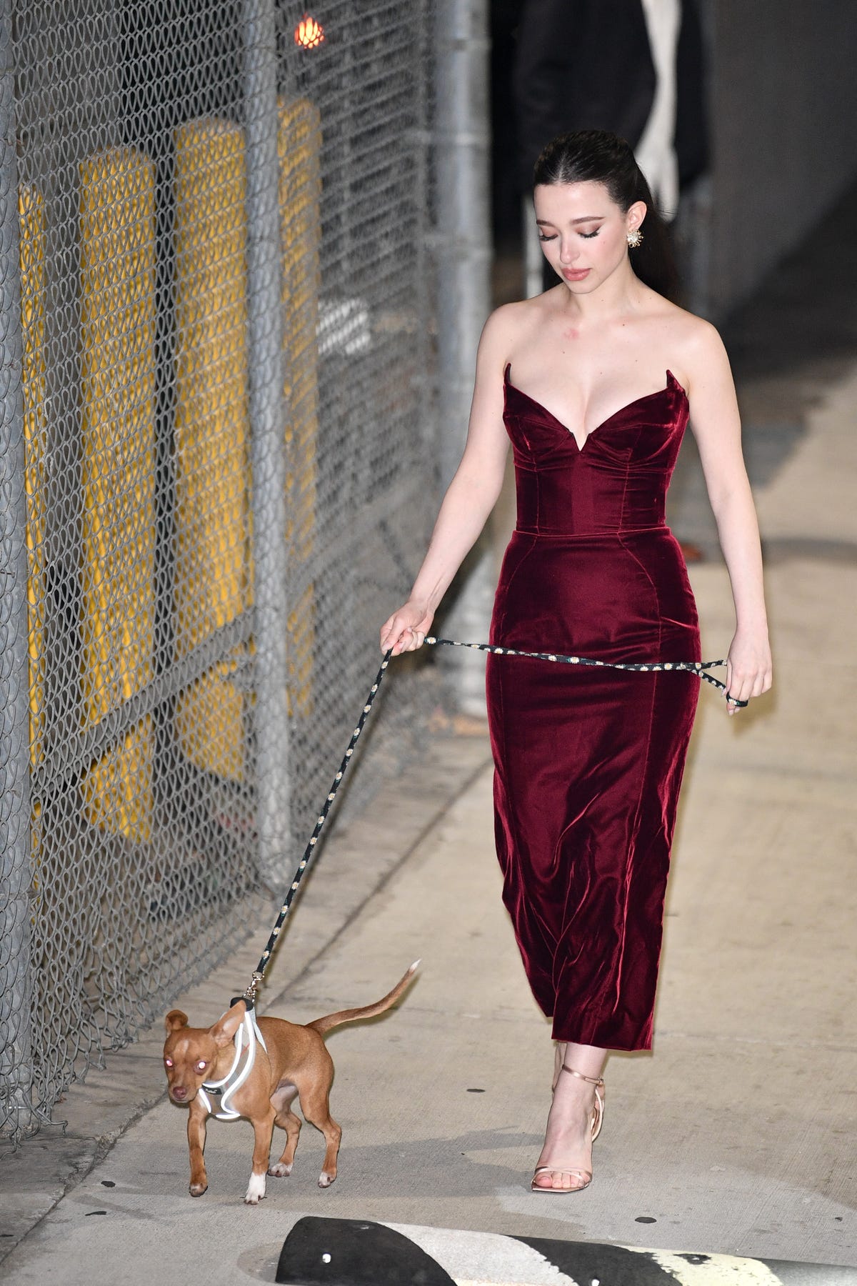 Mikey Madison Is The Most Glamorous Dog Walker in a Velvet Mugler Gown