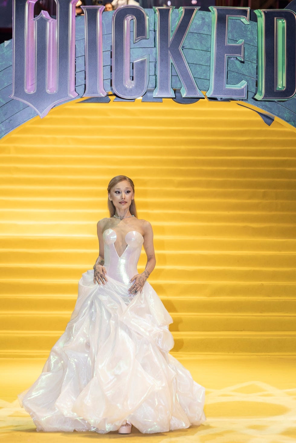 MEXICO CITY, MEXICO NOVEMBER 11 Actress Ariana Grande poses on the yellow carpet Wicked Part One at Auditorio Nacional on November 11, 2024 in Mexico City, Mexico Photo by Christopher Rogel Blanquetgetty Images