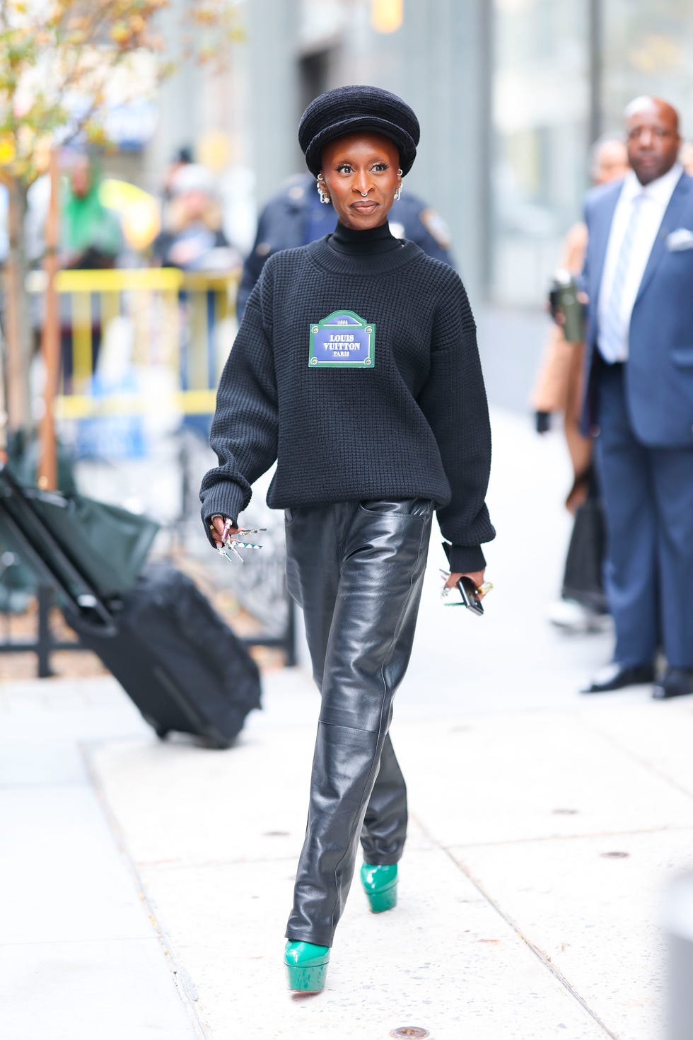 new york, new york november 14 cynthia erivo is seen in hudson square on november 14, 2024 in new york city photo by aeongc images