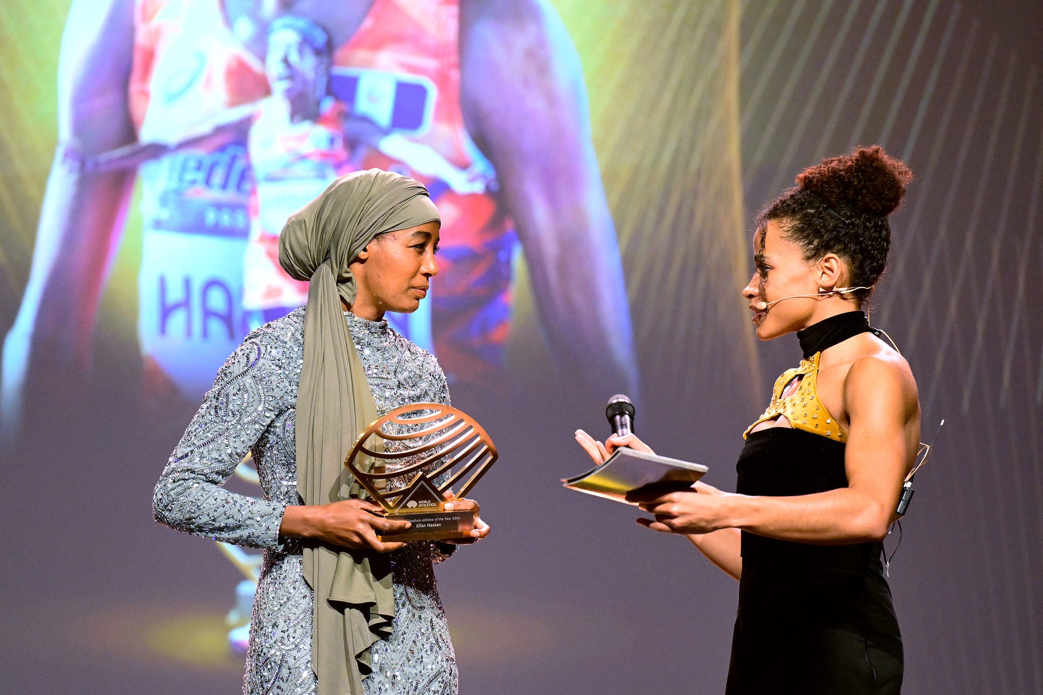two women on stage