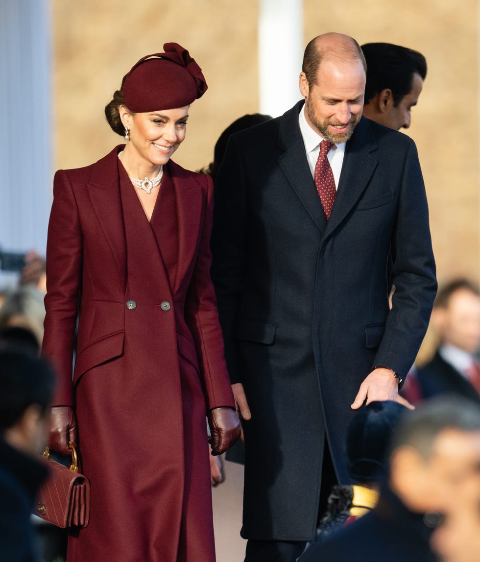 london, england december 03 catherine, princess of wales and prince william, prince of wales attend the ceremonial welcome at horse guards parade during day one of the amir of the state of qatars visit to the united kingdom on december 03, 2024 in london, england his highness sheikh tamim bin hamad al thani, amir of the state of qatar, accompanied by her highness sheikha jawaher bint hamad bin suhaim al thani, will hold several engagements with the prince and princess of wales, the king and queen as well as political figures photo by samir husseinwireimage