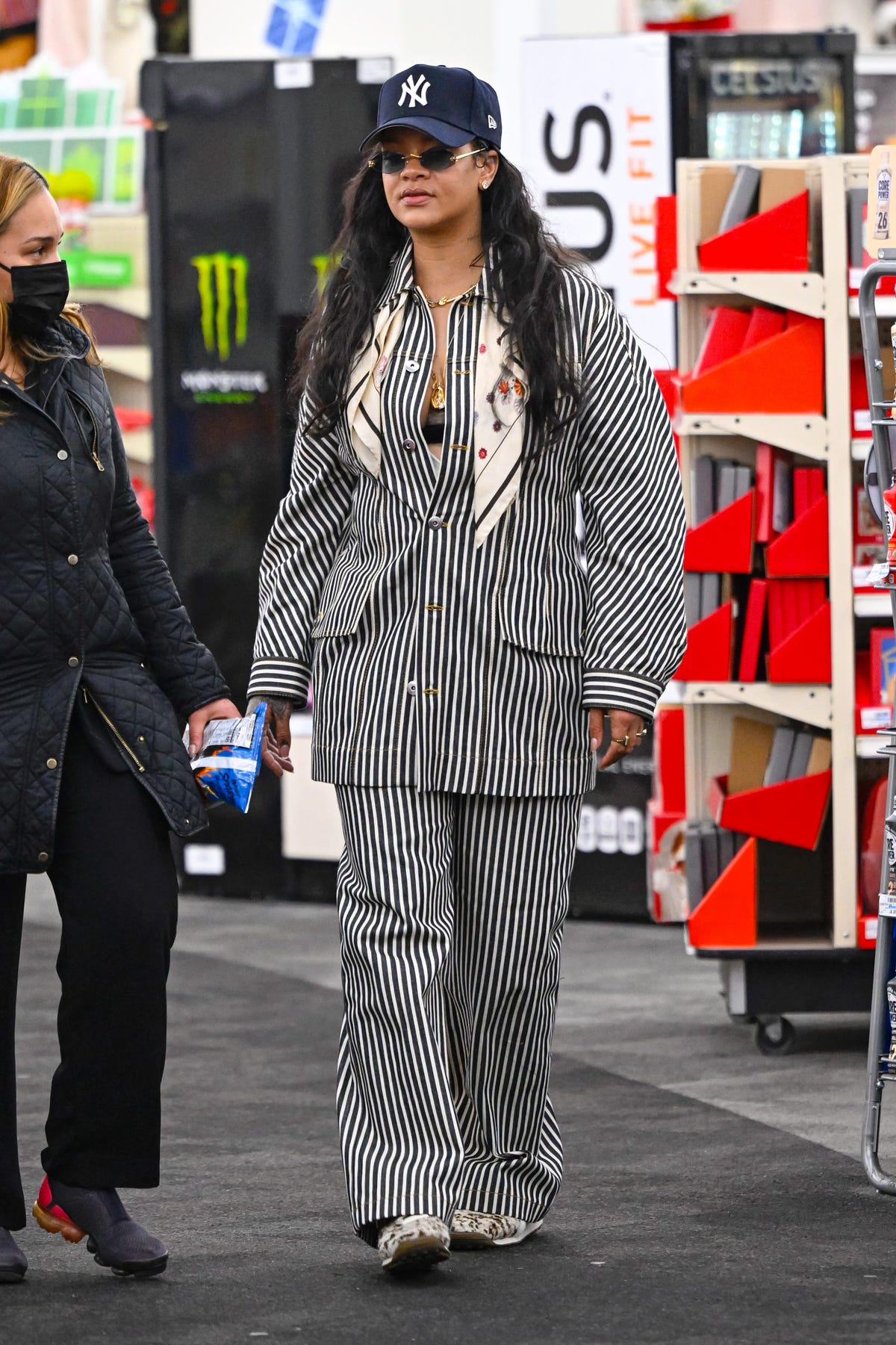 Rihanna Elevated Her Pinstripe Loungewear Set With This Easy Style Hack #Rihanna