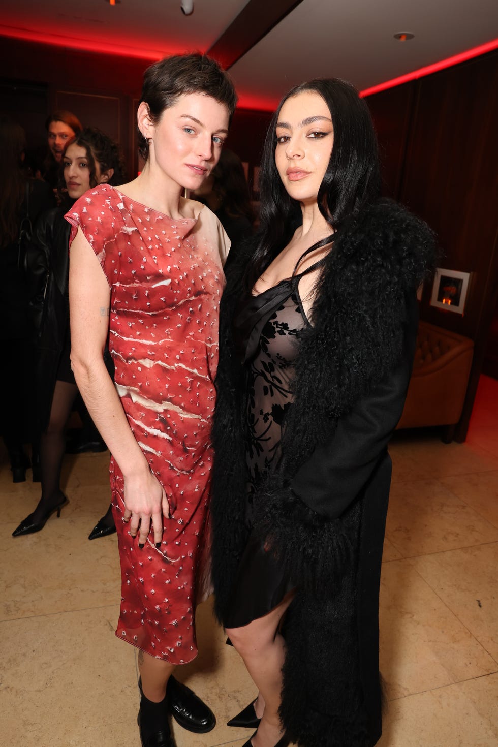 hollywood, california december 12 emma corrin and charli xcx attend the los angeles premiere after party of focus features nosferatu at sunset tower hotel on december 12, 2024 in hollywood, california photo by eric charbonneaufocus features via getty images