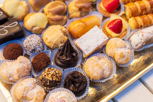 traditional italian pastries mix in a tray