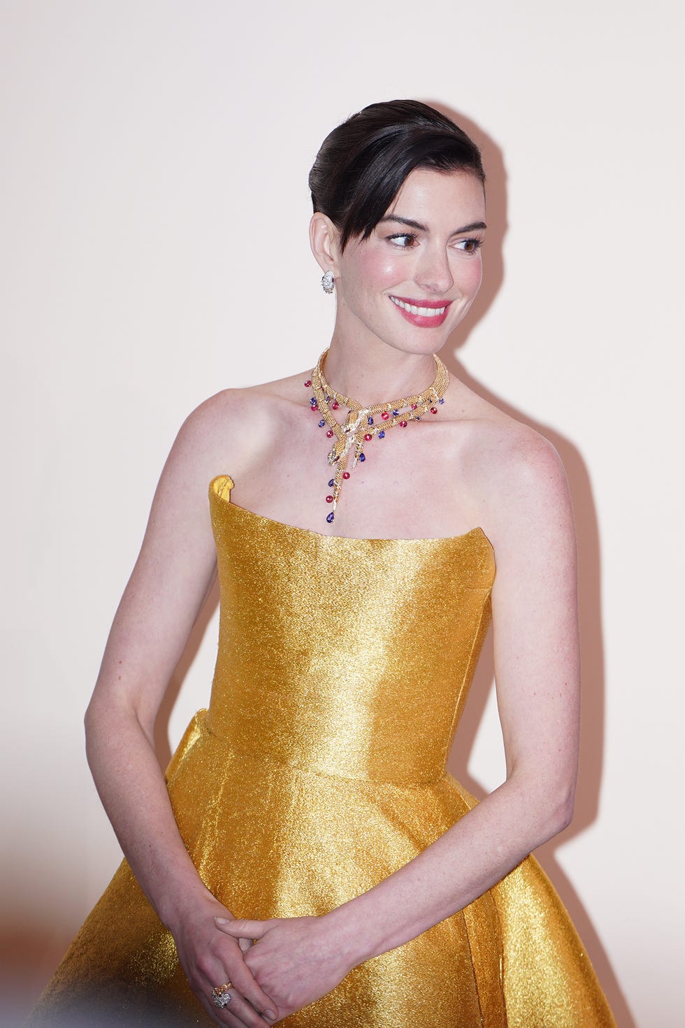 Anne Hathaway at the opening ceremony of Bulgari's Serpenti Infinito exhibition in Shanghai, China