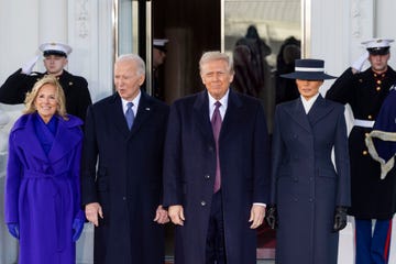 us first lady jill biden, from left, president joe biden, president elect donald trump, and former first lady melania trump during a welcome ceremony at the north portico of the white house ahead of the 60th presidential inauguration in washington, dc, us, on monday, jan 20, 2025 donald trumps monday swearing in marks just the second time in us history that a president lost the office and managed to return to power a comeback cementing his place within the republican party as an enduring, transformational figure rather than a one term aberration photographer jim lo scalzoepabloomberg via getty images