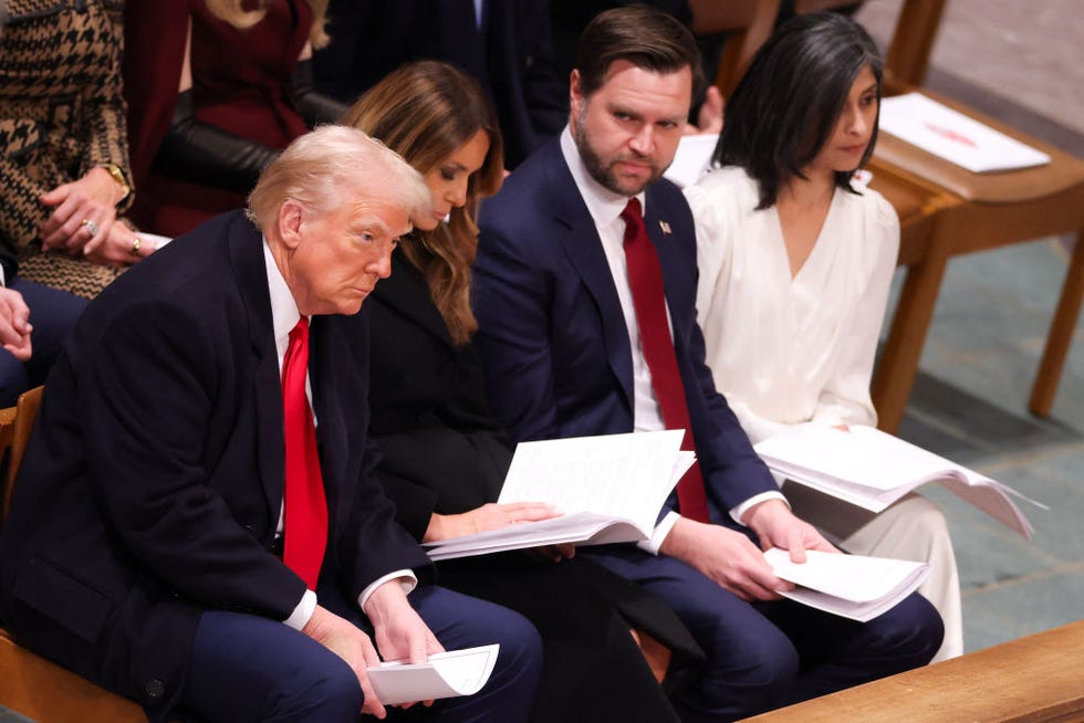 us president donald trump attends the national prayer service at the washington national cathedral in washington, dc, on january 21, 2025 photo by charly triballeau afp photo by charly triballeauafp via getty images