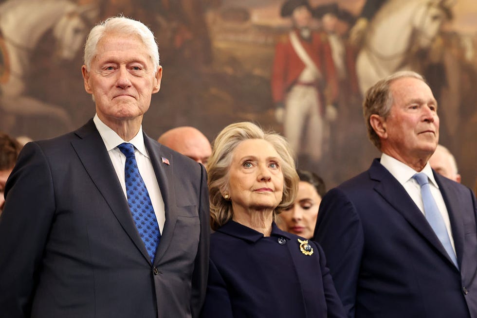 washington, dc january 20 l r former us president bill clinton, former us secretary of state hillary clinton and former us president george w bush attend the inauguration of us president elect donald trump in the rotunda of the us capitol on january 20, 2025 in washington, dc donald trump takes office for his second term as the 47th president of the united states photo by chip somodevillagetty images