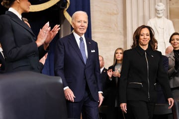 washington, dc january 20 us president joe biden and us vice president kamala harris arrive to the inauguration of us president elect donald trump in the rotunda of the us capitol on january 20, 2025 in washington, dc donald trump takes office for his second term as the 47th president of the united states photo by chip somodevillagetty images