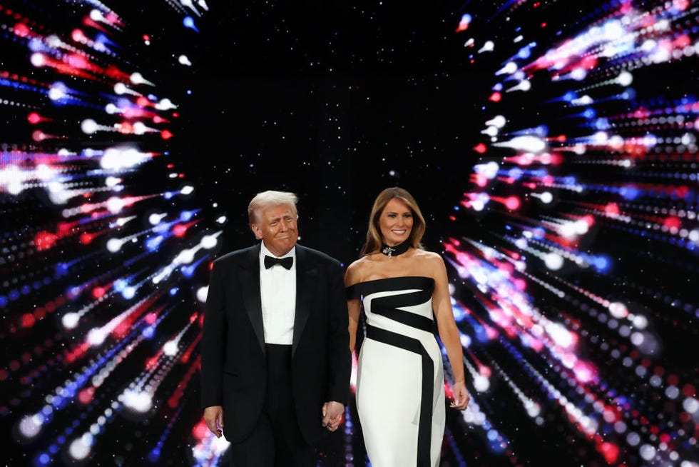 WASHINGTON, DC, January 20, 2025 - President Donald Trump takes the oath of office as the 47th president on stage with his wife, First Lady Melania Trump, at the Liberty Inaugural Ball in Washington, DC, on January 20, 2025. President Donald Trump attends select inaugural balls. Images by Joe Radorghetti.