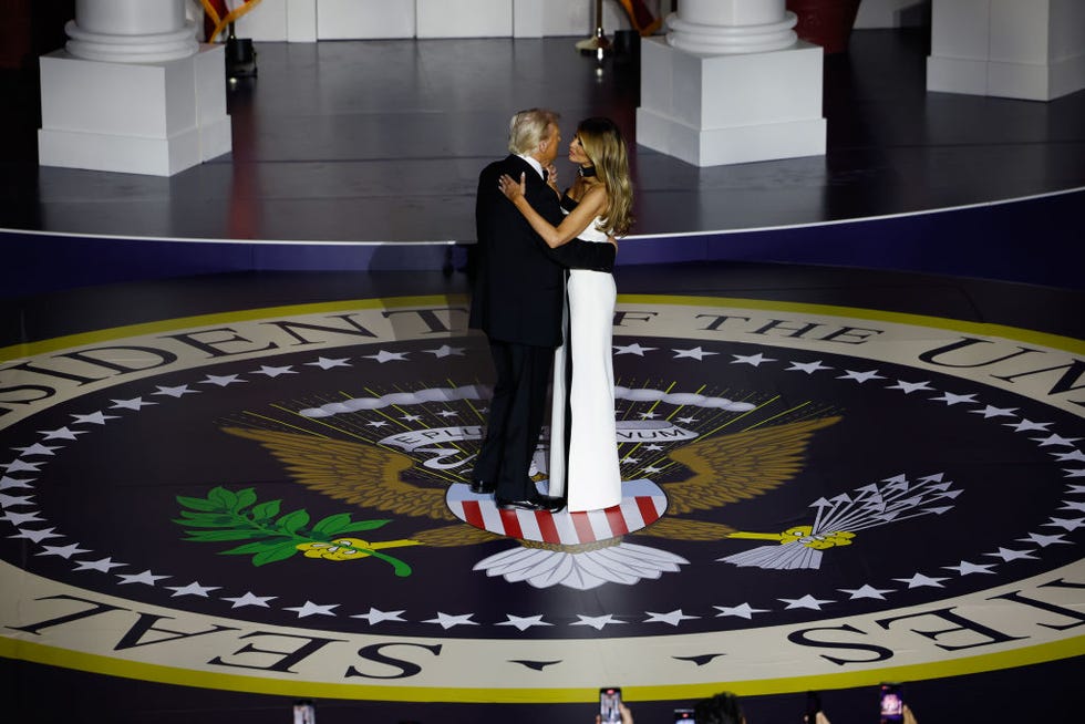 washington, dc january 20 president donald trump dances with wife melania dance at the starlight ball on january 20, 2025 in washington, dc president trump attends some of the inaugural balls after taking the oath as the 47th president photo by anna moneymakergetty images