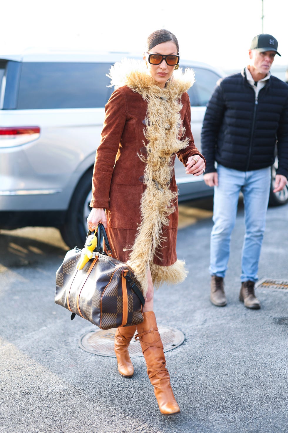 new york, new york january 25 bella hadid is seen in hudson yards on january 25, 2025 in new york city photo by aeongc images