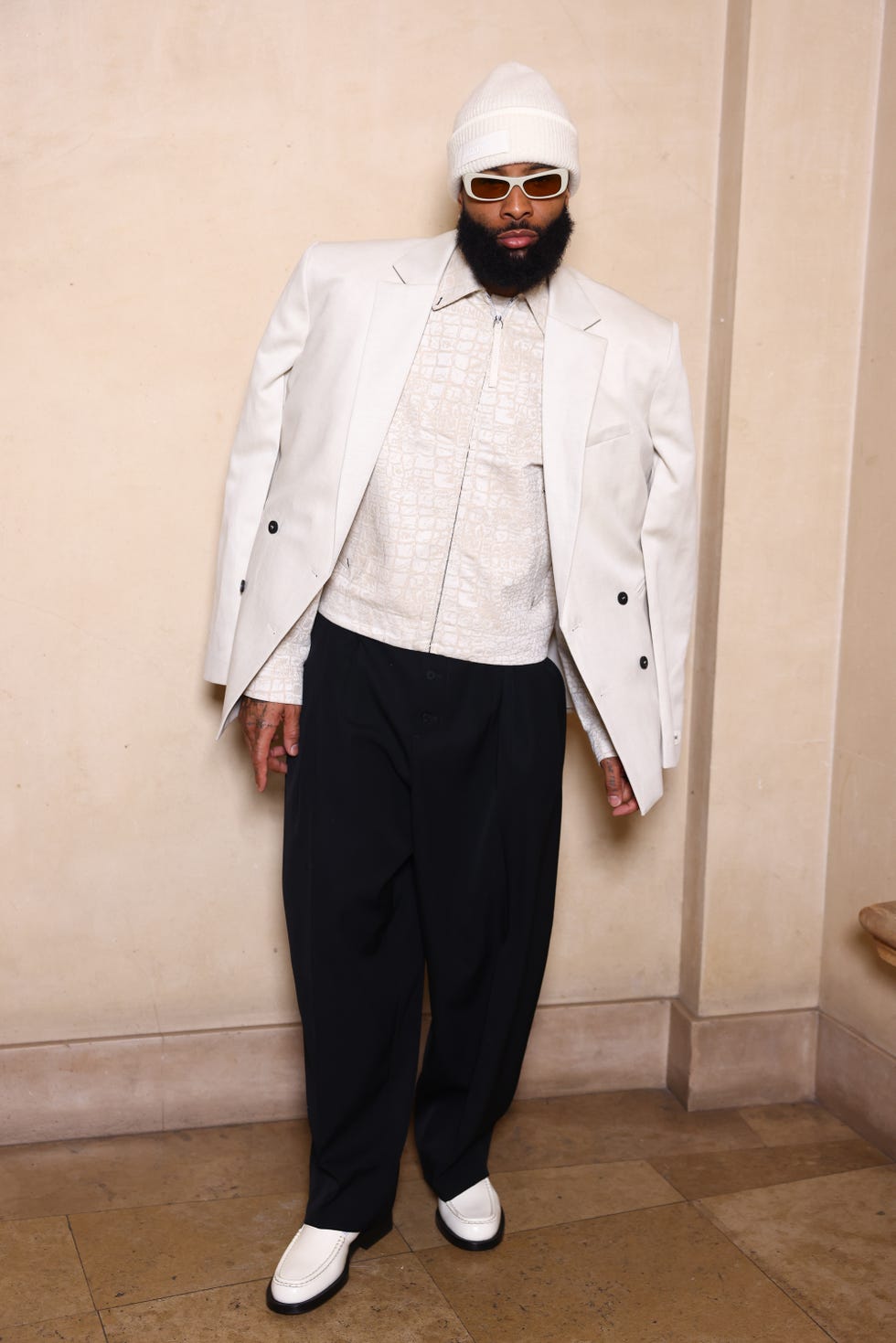Jacquemus: Photocall - Paris Fashion Week - Menswear Fall-Winter 2025/2026 paris, france january 26 editorial use only for non editorial use please seek approval from fashion house odell beckham jr attends the jacquemus menswear fall winter 20252026 show as part of paris fashion week on january 26, 2025 in paris, france photo by marc piaseckiwireimage