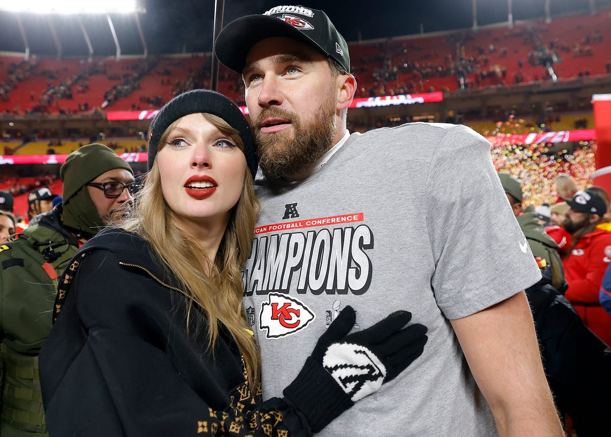Why Taylor Swift Skipped Travis Kelce’s 2025 Debut kansas city, missouri january 26: taylor swift celebrates with travis kelce #87 of the kansas city chiefs after defeating the buffalo bills 32 29 in the afc championship game at geha field at arrowhead stadium on january 26, 2025 in kansas city, missouri. (photo by david eulitt/getty images)