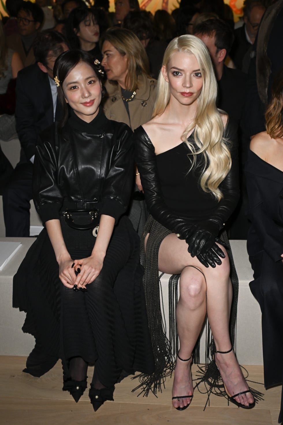 Christian Dior: Front Row - Paris Fashion Week - Haute Couture Spring-Summer 2025 paris, france january 27 editorial use only for non editorial use please seek approval from fashion house jisoo and anya taylor joy attend the christian dior haute couture spring summer 2025 show as part of paris fashion week on january 27, 2025 in paris, france photo by stephane cardinale corbiscorbis via getty images