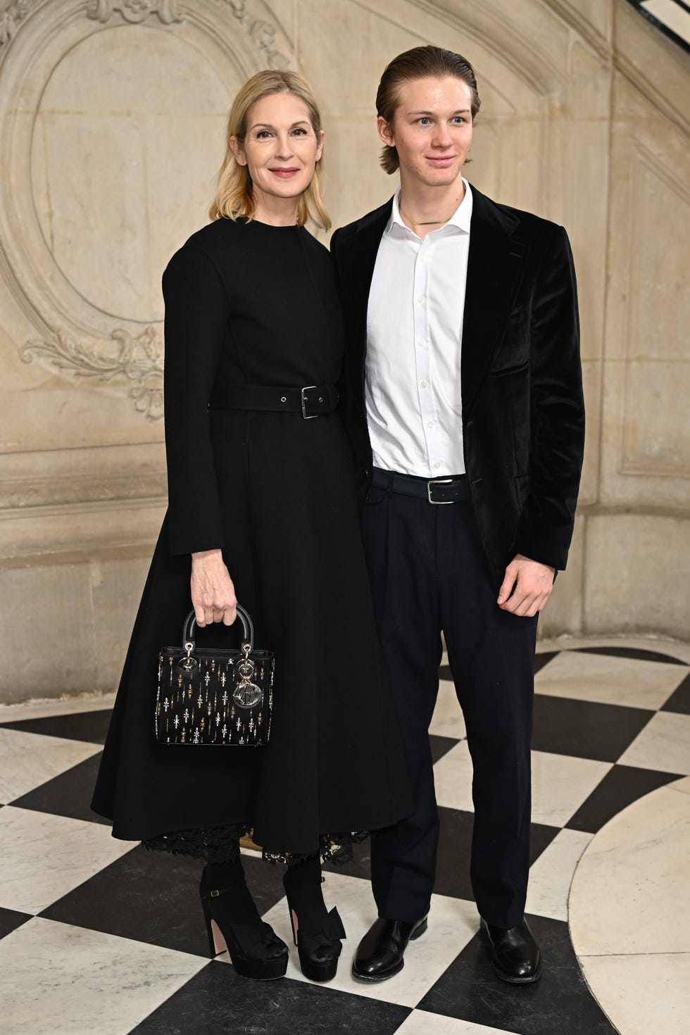 paris, france january 27 editorial use only for non editorial use please seek approval from fashion house kelly rutherford and hermes gustaf daniel giersch attend the christian dior haute couture spring summer 2025 show as part of paris fashion week on january 27, 2025 in paris, france photo by stephane cardinale corbiscorbis via getty images