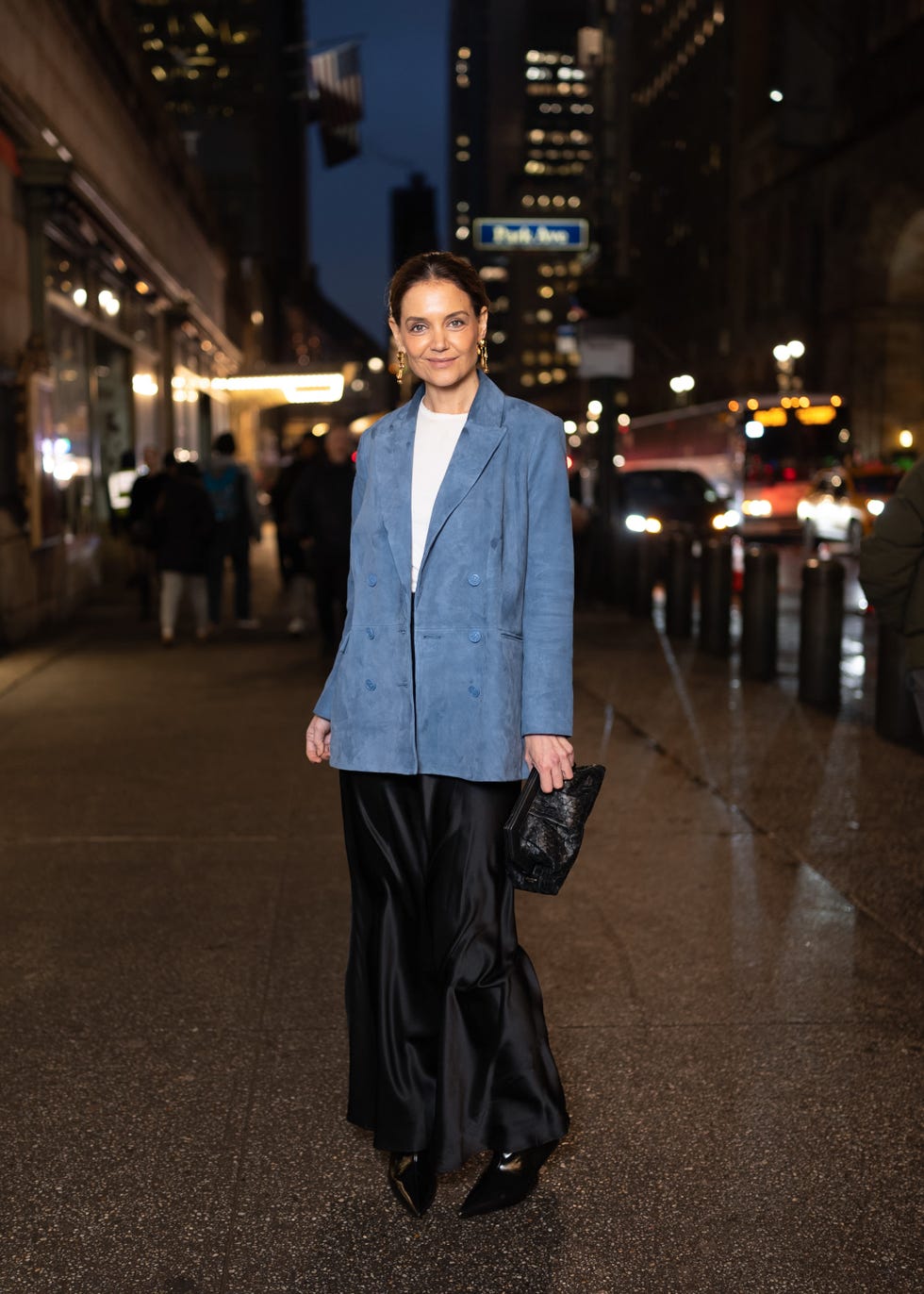 new york, ny february 06 katie holmes is seen attending the lagence nyfw presentation on february 06, 2025 in new york city photo by rachpootbauer griffingc images
