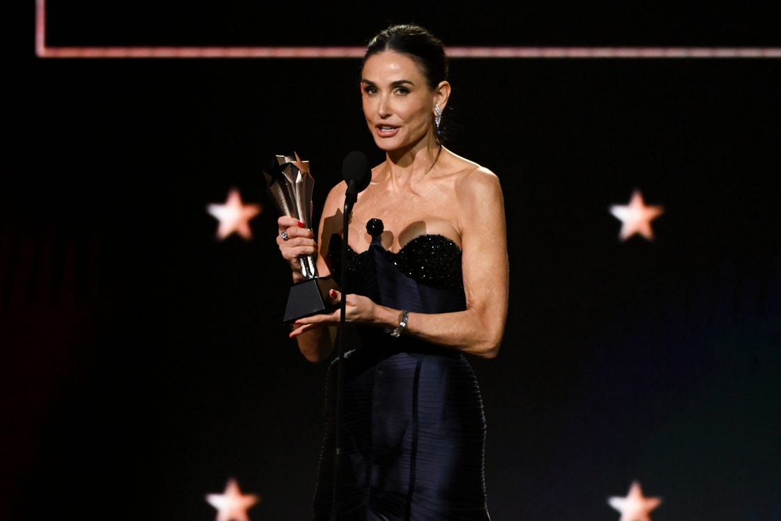 demi moore at the 30th annual critics choice awards held at the barker hangar on february 7, 2025 in santa monica, california photo by michael bucknervariety via getty images