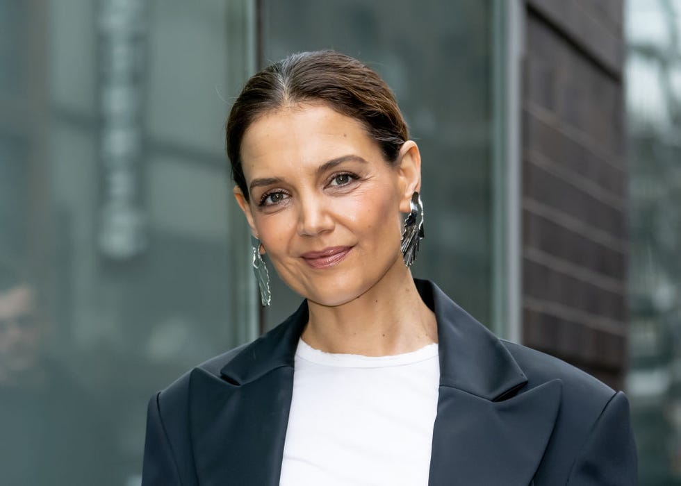 new york, new york february 06 actress katie holmes is seen arriving to the christian siriano fallwinter 2025 fashion show at chelsea industrial on february 06, 2025 in new york city photo by gilbert carrasquillogc images