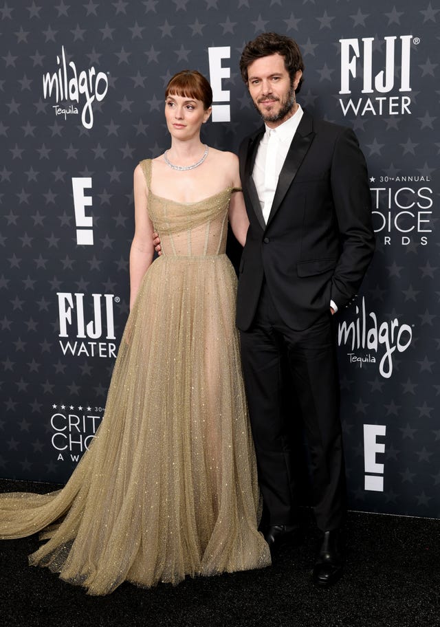 Leighton Meester droeg een nude Dior-jurk met Adam Brody