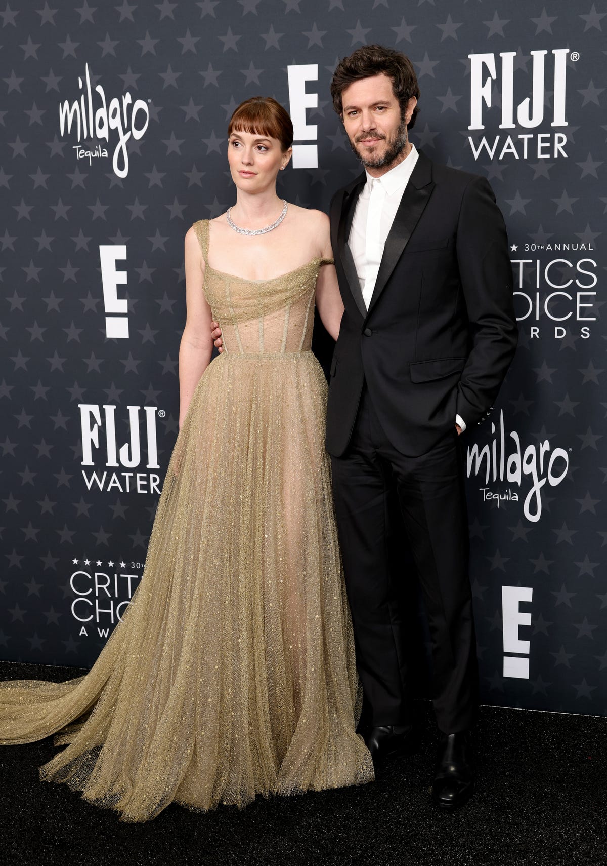 Leighton Meester Wore a Nude Dior Gown With Adam Brody at 2025 Critics Choice Awards